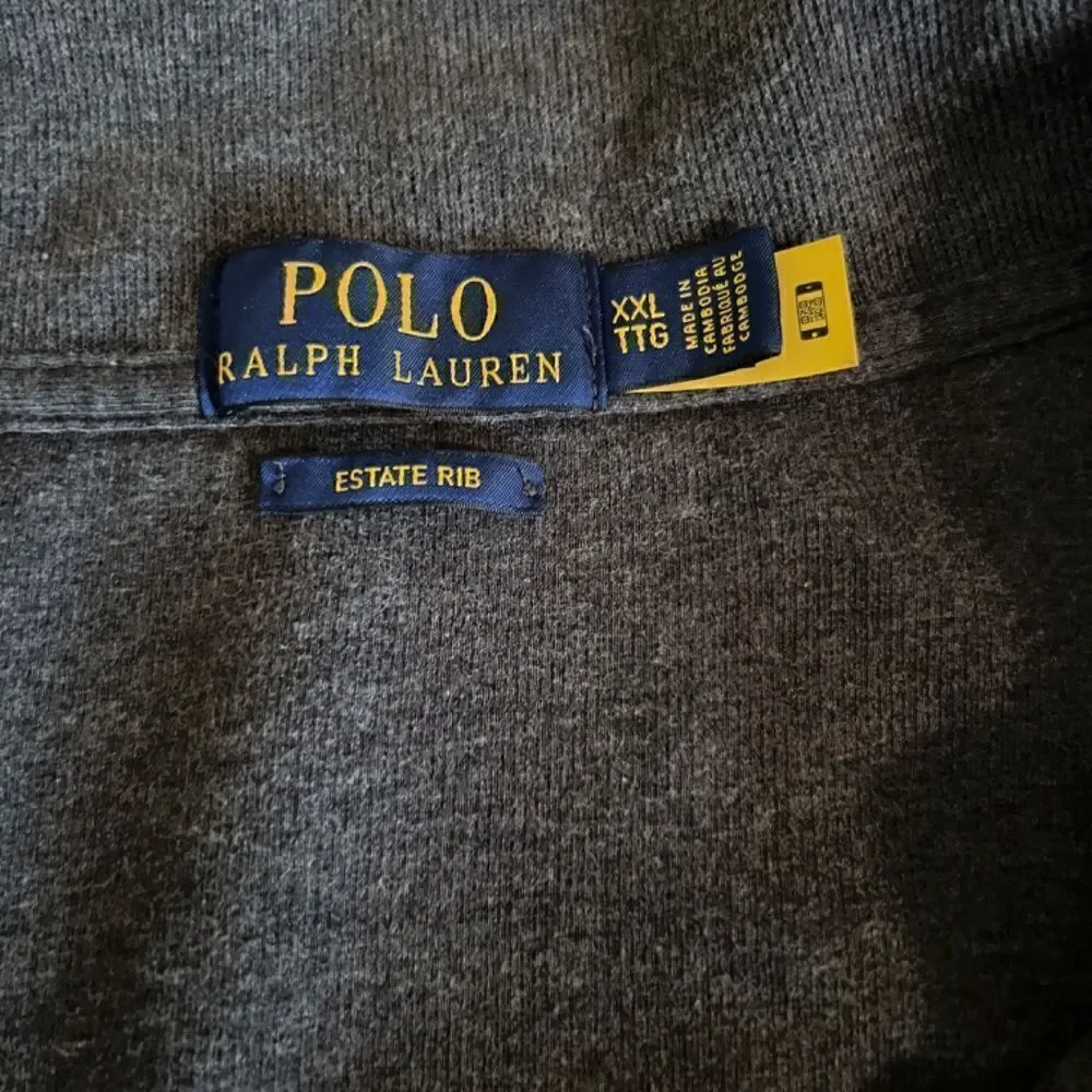 EUC Men's Polo Ralph Lauren Estate Rib Quarter Zip Pullover Gray Size  XXL  2XL